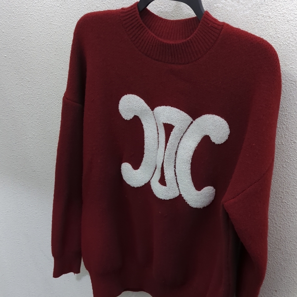 Burgundy Sweater with White Logo